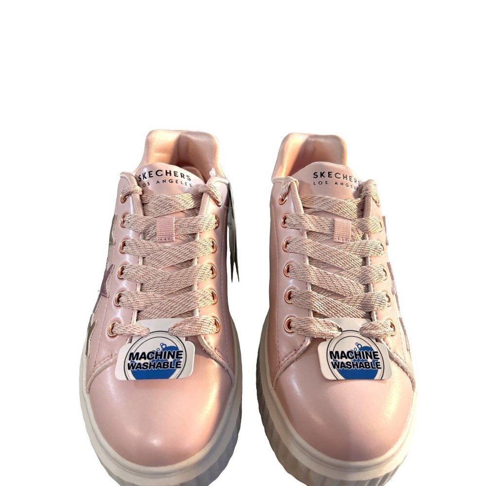 Skechers Street Los Angeles Girls Sneakers Pink Stars Size 2 NWT